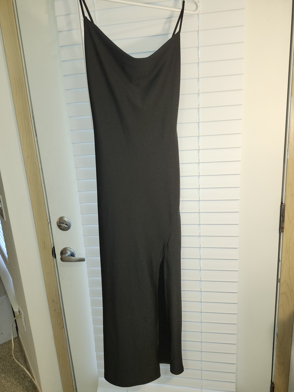 Popular 21 Black Cowl Neck Maxi Slip Dress with Side Slit - Size M